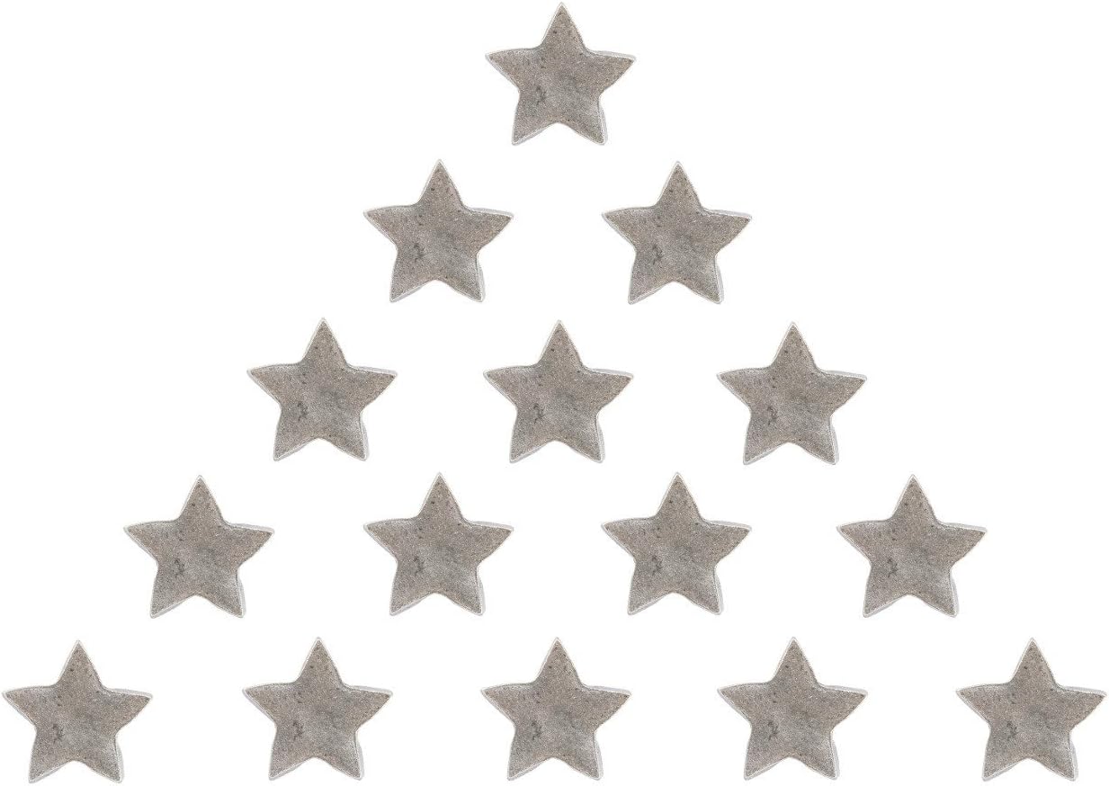 Silver Star Push Pins, 15 Pieces, Solid Metal