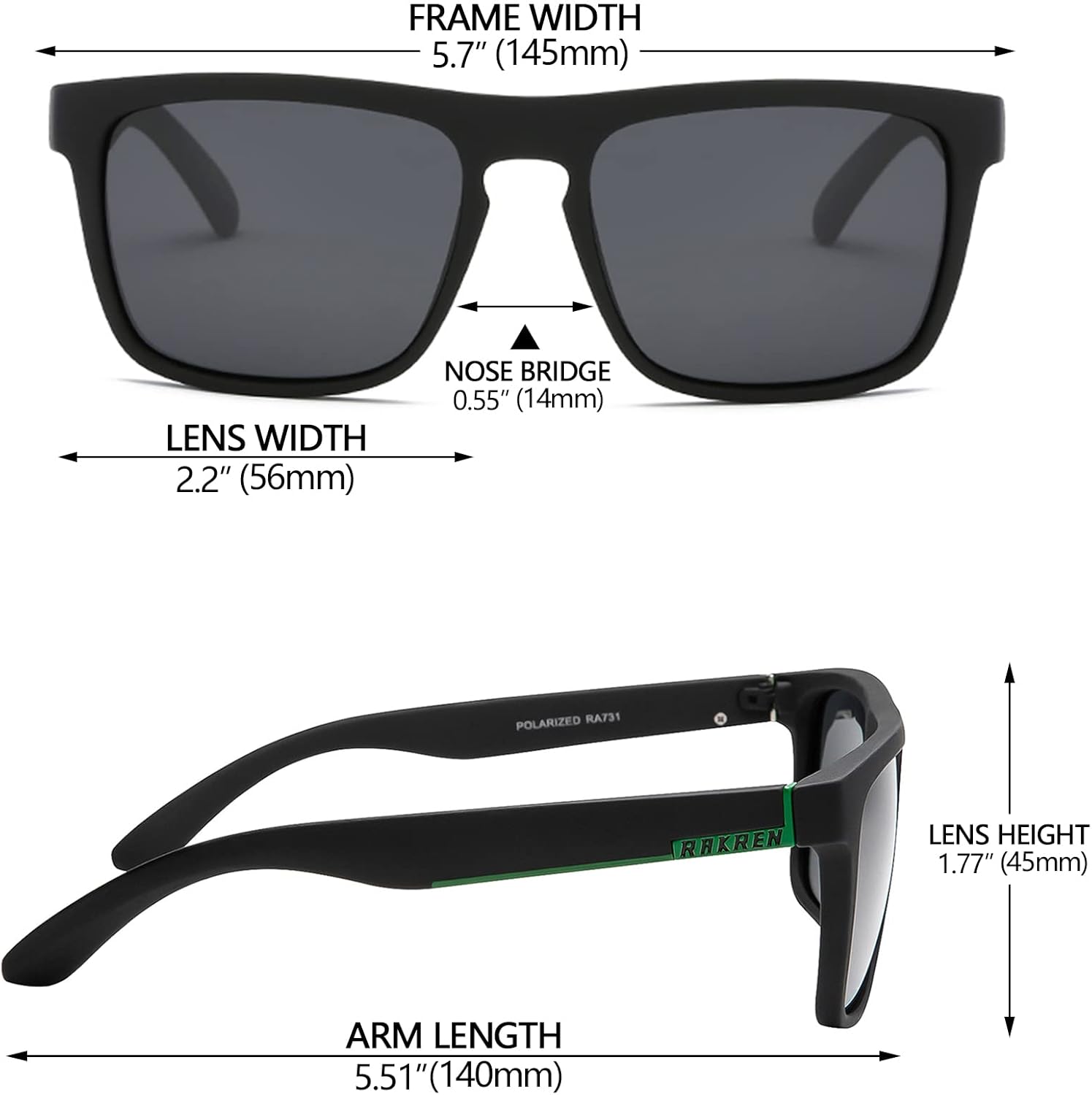 RAKREN Square Polarized Sunglasses Men Women Classic Fishing Driving Sports Sunglasses for Men 100% UV Protection - Image 4