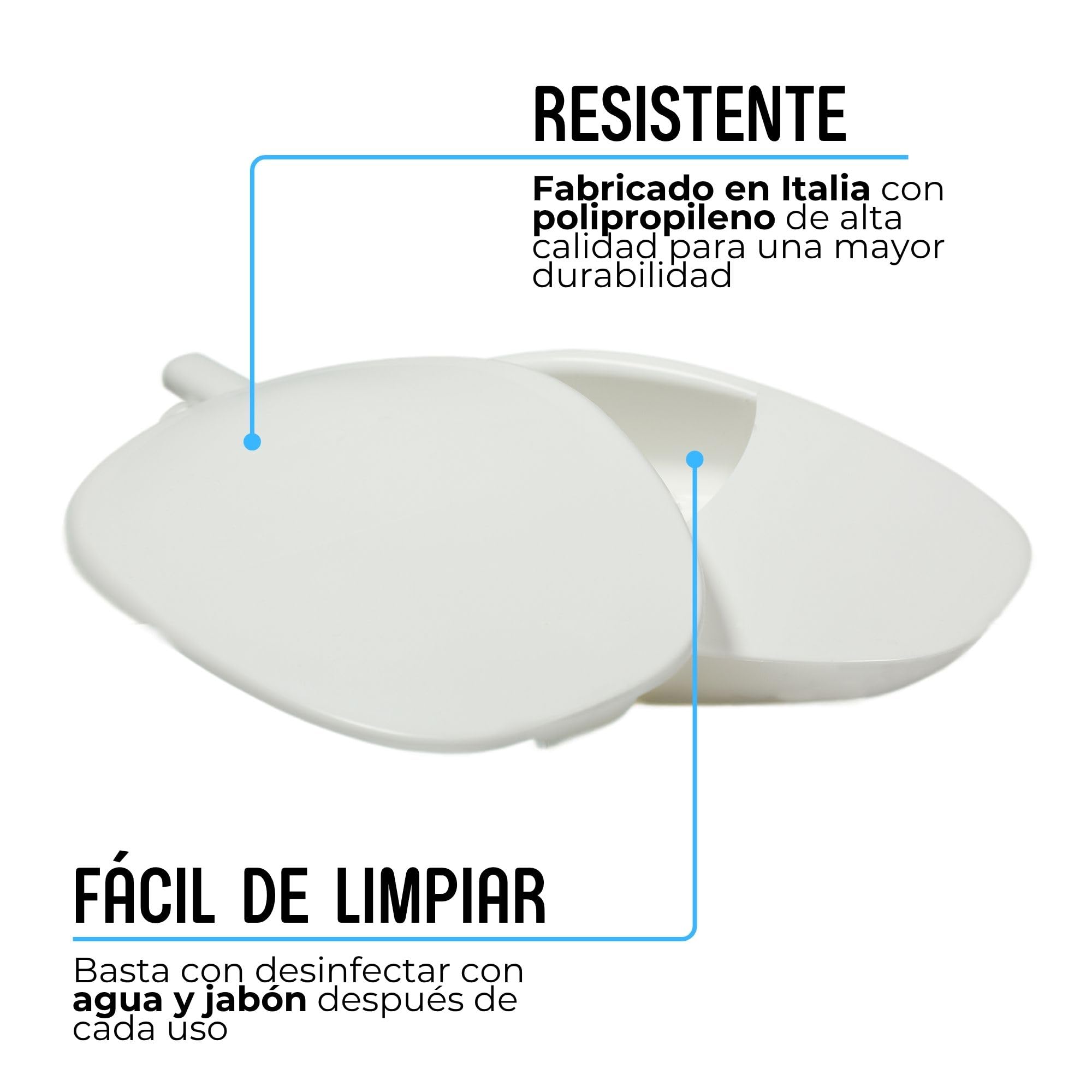 MEDICALAB Cuña Orinal con Tapa Made in Italy, Cuña Sanitaria para Personas Mayores, Encamados y Discapacitados, Cuña Portátil Esterilizable en Polipropileno, Color Blanco