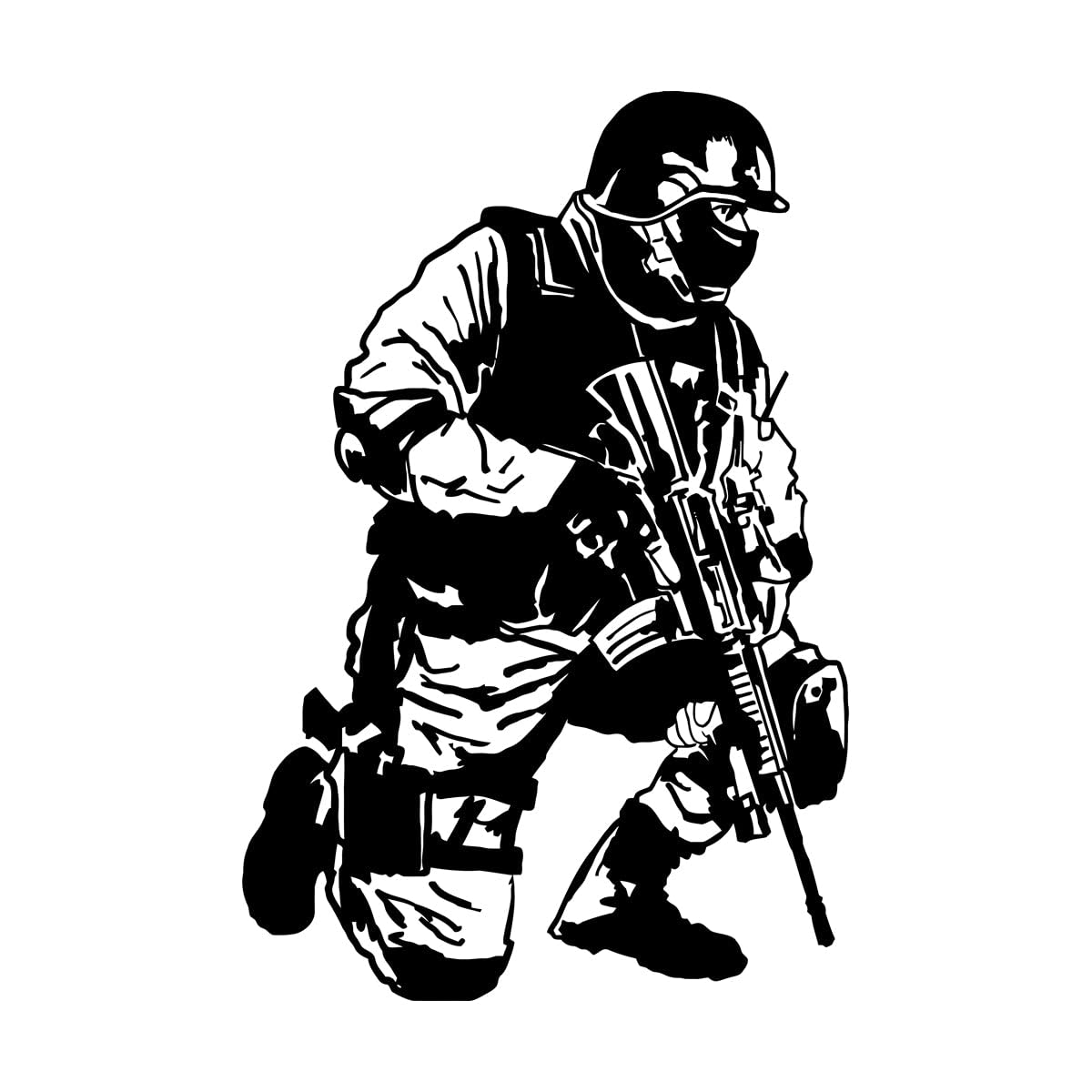 Special Forces Warrior Military Army War Widnow Wall Decals 48x74cm Art Decoration Large Black