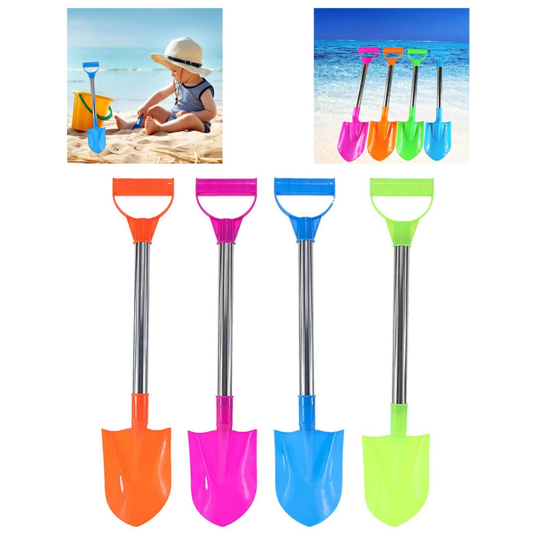 Set Pala da Neve per Bambini 4 Pezzi, Vanghe da scavo in plastica con Manici in Acciaio Inossidabile, Colori Casuali