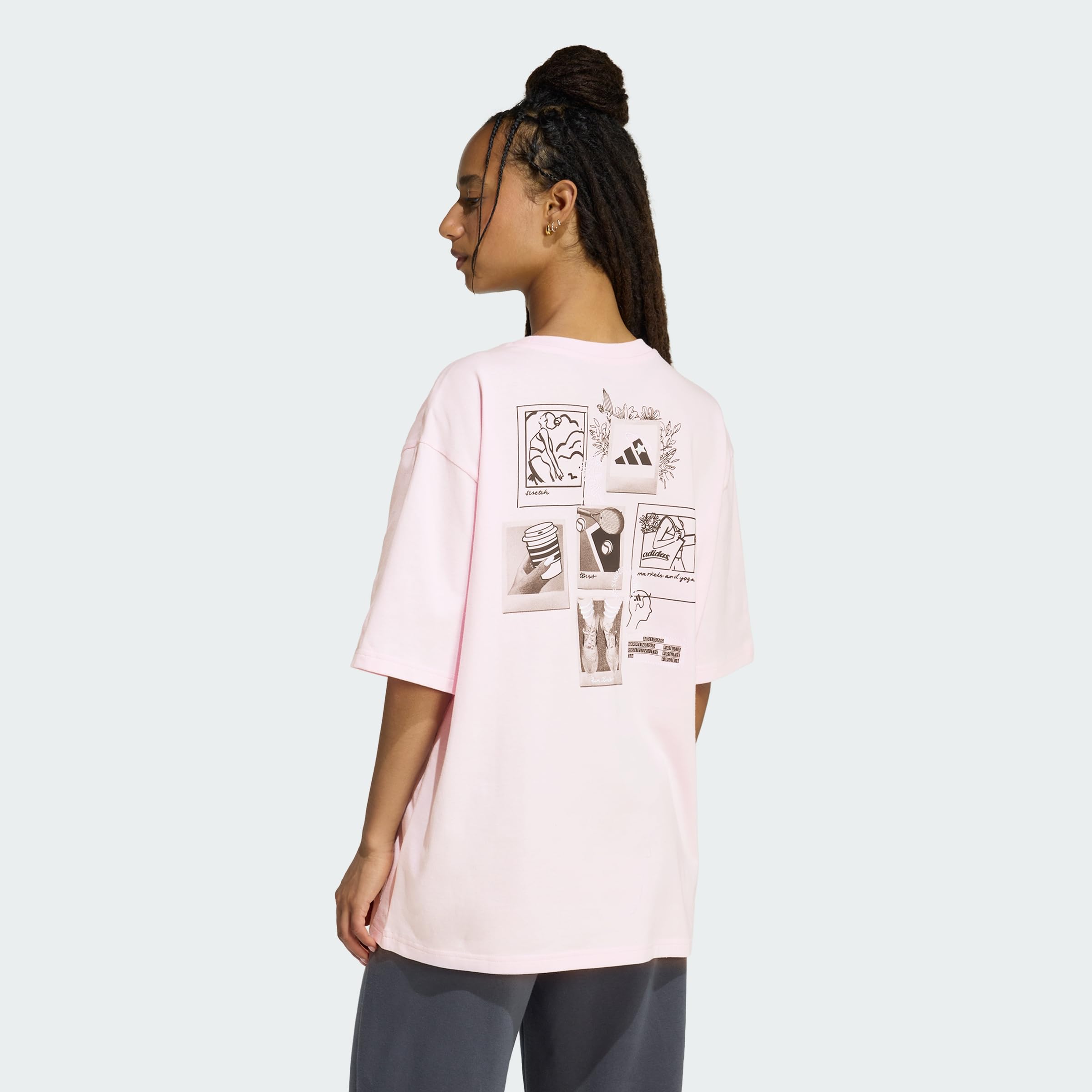 adidas Women's MINI Embroidery Oversized Graphic T-Shirt