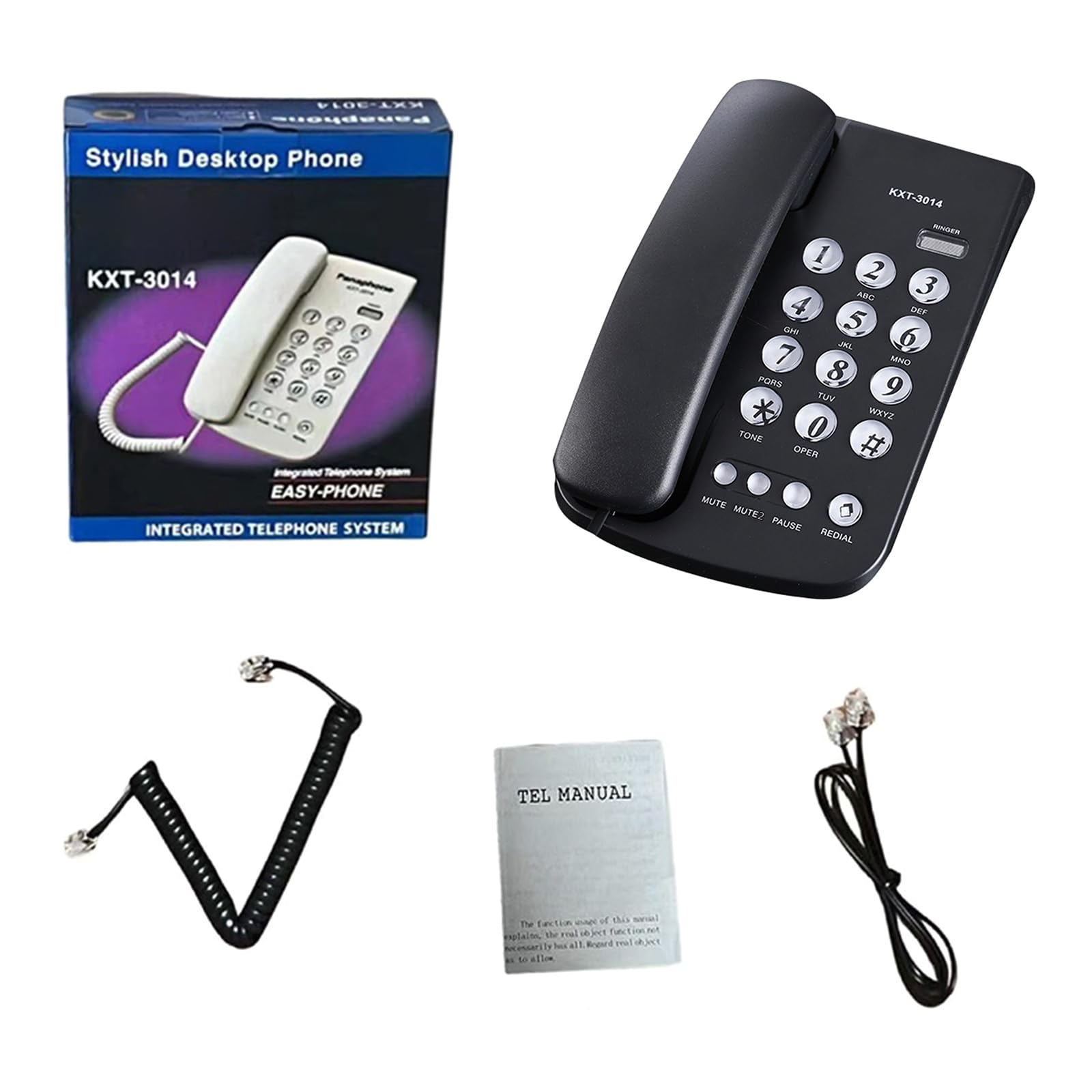 Telefono con filo Desktop House Phone Emegency Telefono Anziani Big Button Telefono integrato per Home Office Telefono con filo Pulsanti grandi Telefono da ufficio Telefono di casa Telefono di