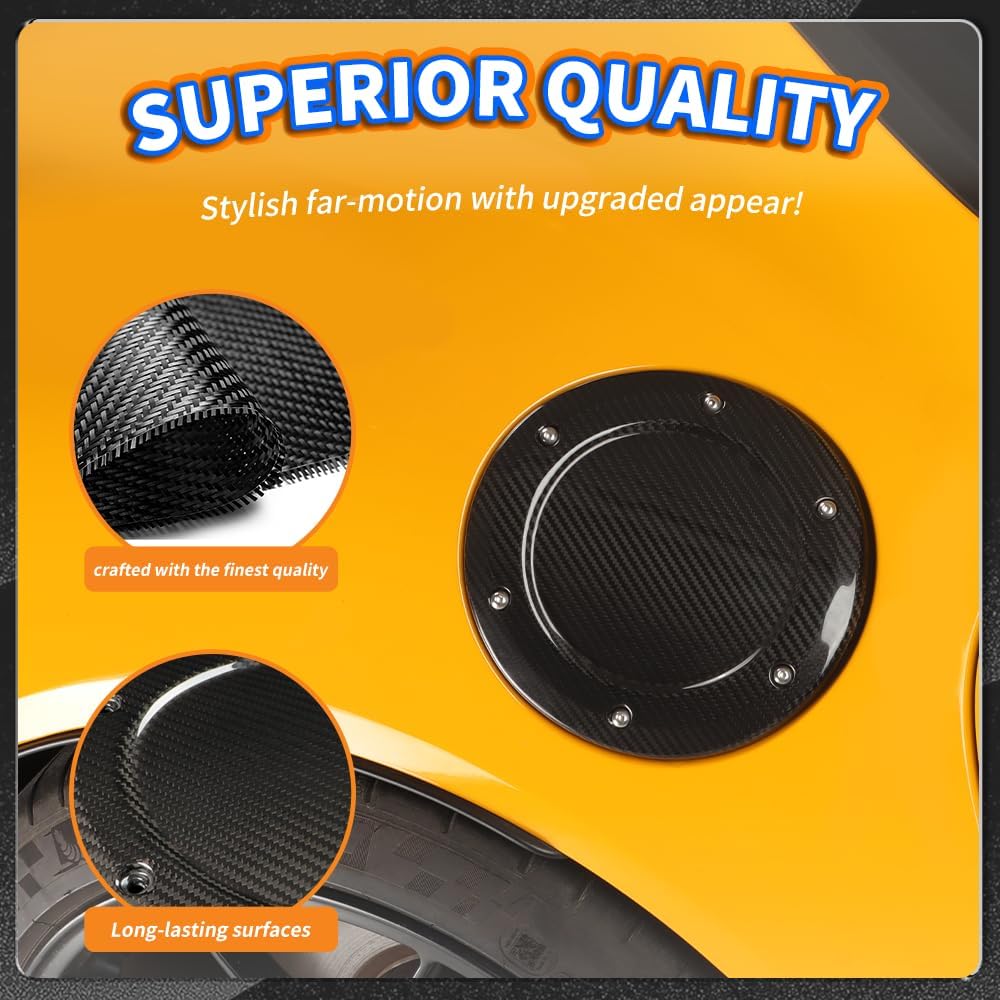 JSWAN Carbon Fiber Replacement Oil Filler Cap Fit for Toyota Supra GR A90 MK5 Gas Tank Door Gloss JDM Retro Style Fuel Tank Cap Car Fuel Filler Door Replace Accessories