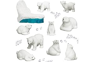 10-Piece Polar Bear Animal Toy Figurine Set: Realistic Arctic Family Adventure