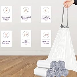 Code N 200 Count Drawstring Trash Bags 1.2 Mil THICK Heavy Duty Compatible with simpIehuman Code N Garbage Can Liners 13-14 Gallon / 50-60 Liter Heavy Duty Plastic Trash Bags GRAND SAVE!