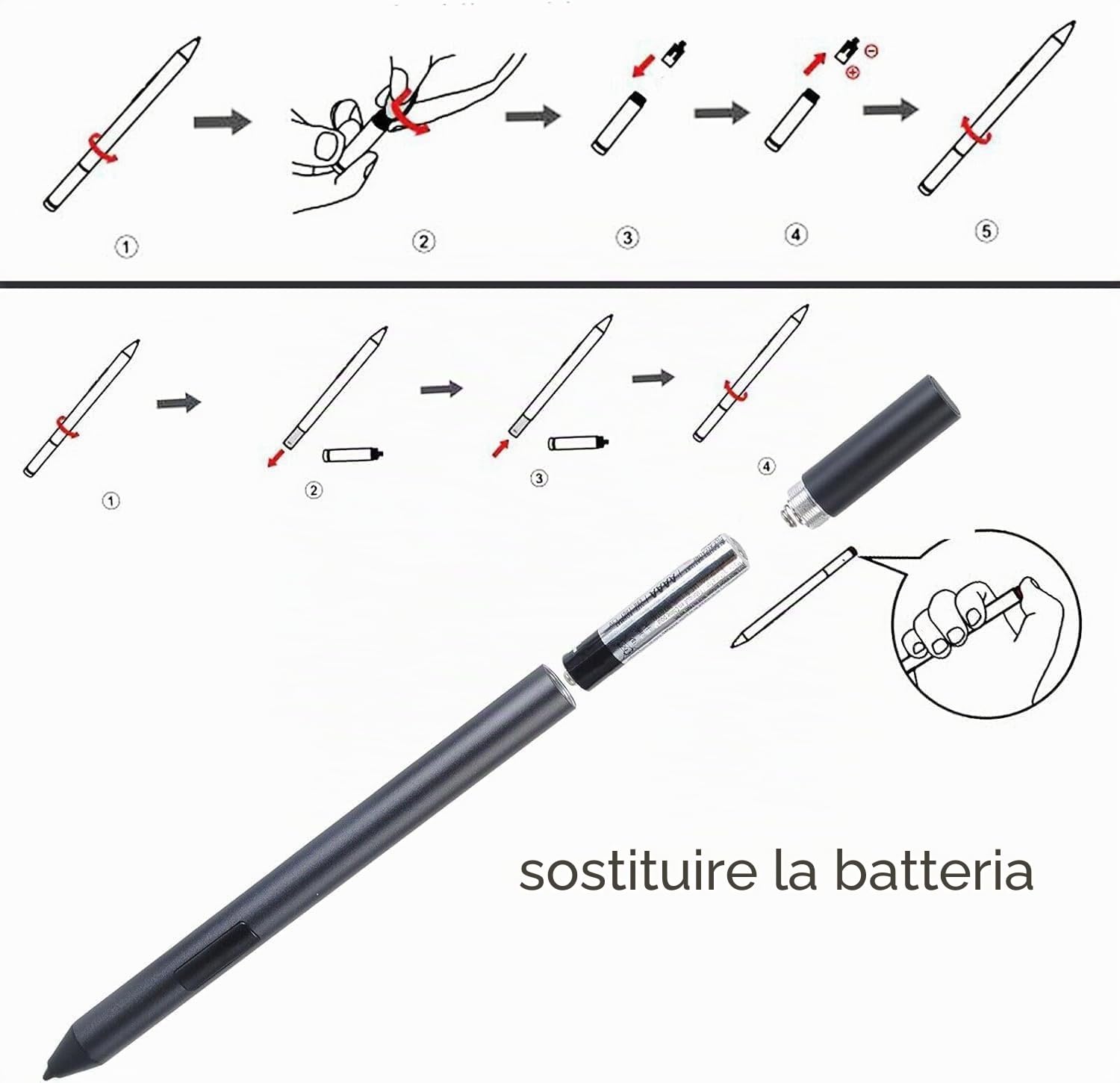 Active Pen PN557W Bluetooth compatibile con Dell Active Pen PN557W, PN556W, compatibile con Latitude 5289 2 in 1, Insipron 7420 2 in 1, Precision 5530 2 in 1, XPS 9310 2 in 1, con Dell 7522