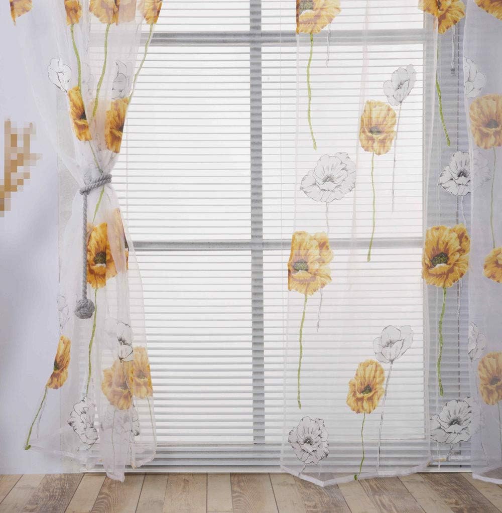 Gaddrt® 1 Panel Fashion Sheer Window Curtain Solid Color Window Treatment Voile Door Drape Valance Fabric, 100x200cm (B)