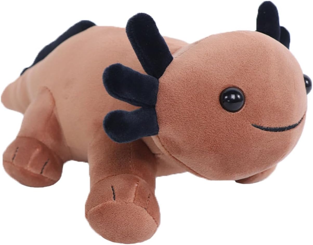 10.8 inch Plush Axolotl Stuffed Animal, Axolotl Plush Toys, Cute Stuffed Cotton Plush Pillow Kawaii Salamander Gifts for Girls & Boys, Plushies has (Brown Axolotl Plush)