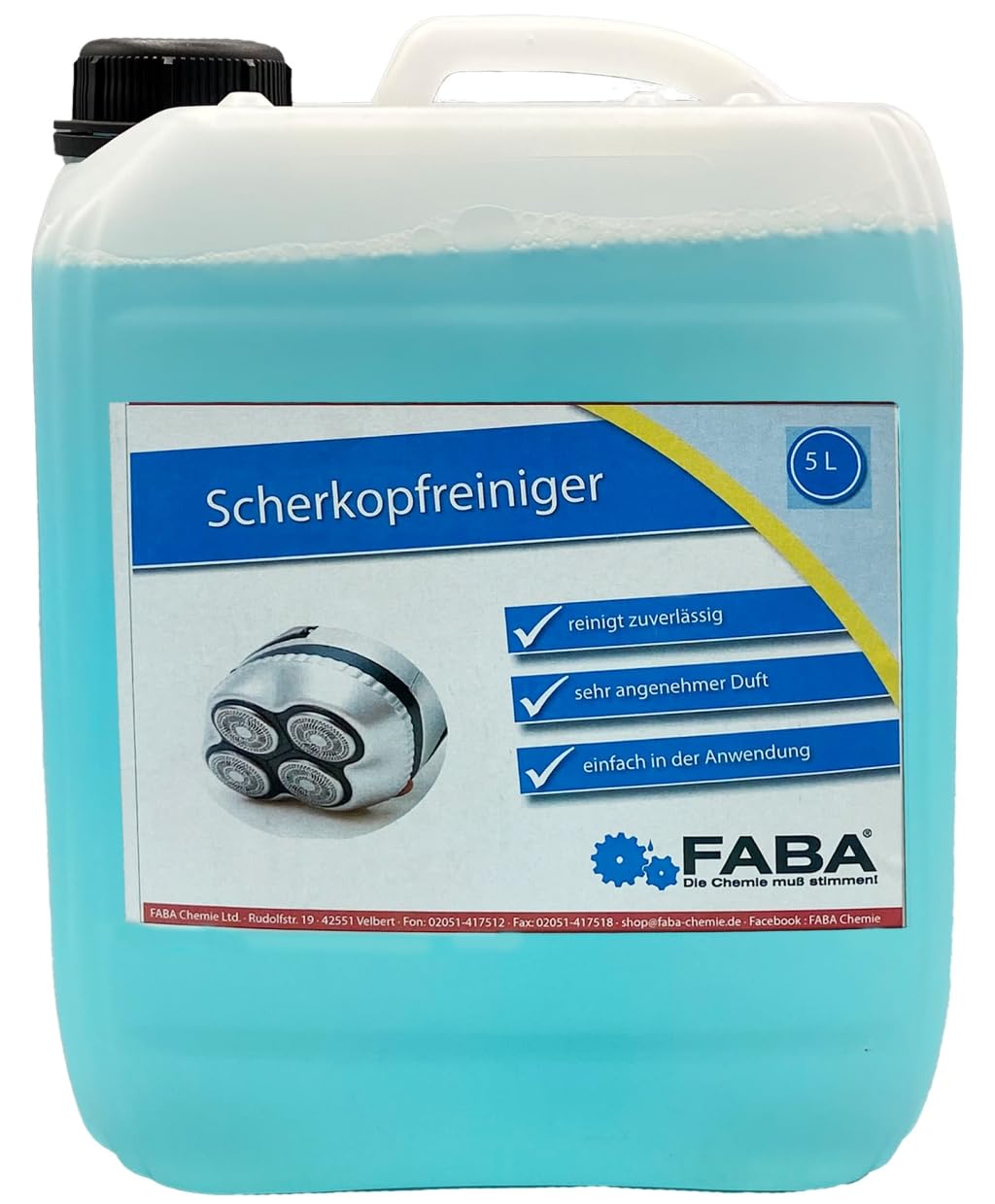 FABA Scherkopfreiniger für Philips und Braun geeignet 5 L clean and renew inkl. Auslaufhilfe