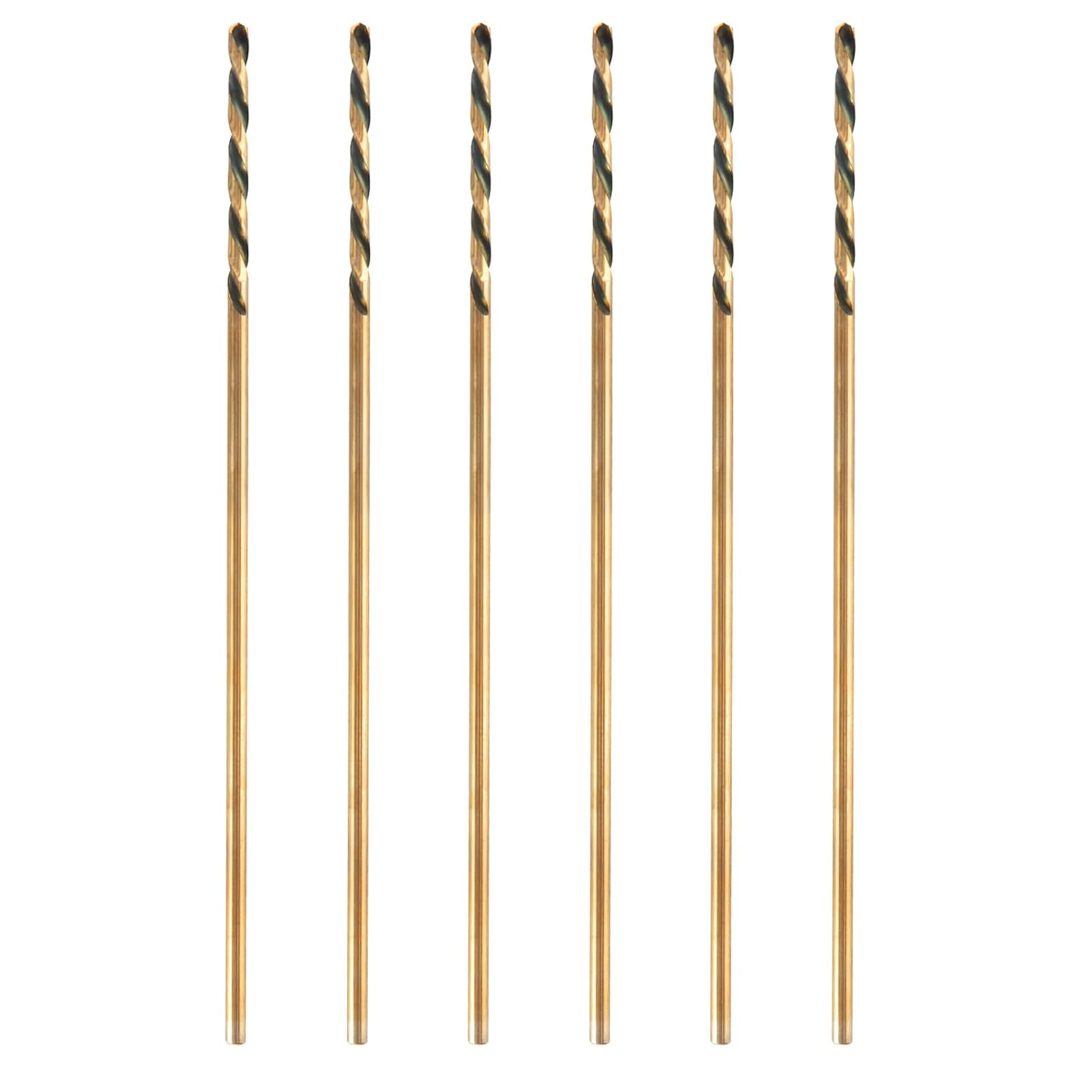 1/8" x 6" Extra Long Drill Bit (6 Pack), Aircraft Extension Drill Bits M2 High Speed Steel for Wood, Soft Metal, Plastic