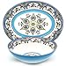 EuroCeramica YS-ZB-1021 16 Piece Dinnerware Set Kitchen and Dining, 2 Serving Bowl and Oval Platter, Spanish Floral Design, Multicolor, Blue and Yellow