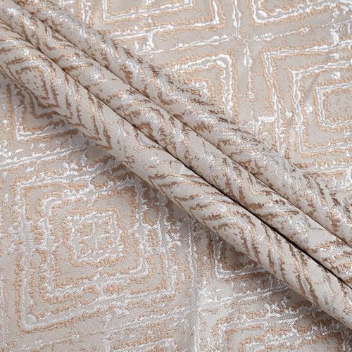 Image of Homestan Jacquard Woven Door Curtains 7 Feet Long Set of 1 for Home Decor (7 X 4 Feet, Light Brown)
