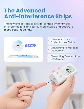 IMDK Blood Glucose Monitor Kit, Clinically Accurate Blood Sugar Test Kit with 50 Glucometer Strips, 50 Lancets and 1 Lancing Devices, No Coding Required & Large Screen