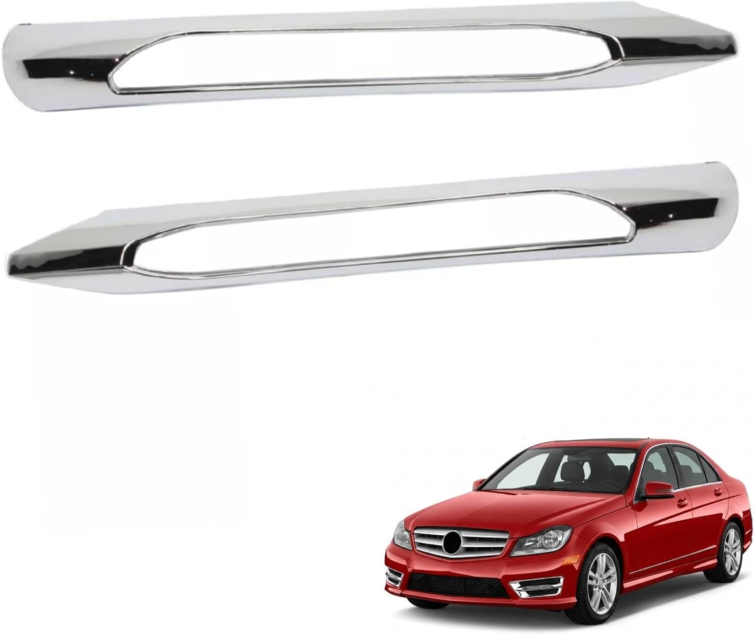Bumper Fog Light Grill Cover Trim Compatible with Mercedes-Benz C250 C300 (Luxury/Base Sedan) 2012-2014, C250 C350 Base Coupe 2-Door 2012-2015, 2048852974, 13460226, 2048853074, 2 pcs