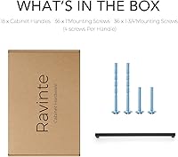 Vista 7 de Ravinte Paquete de 18 manijas cuadradas de gabinete de cocina de 12-3/5 pulgadas, tiradores negros mate, tiradores de cajón negros, accesorios