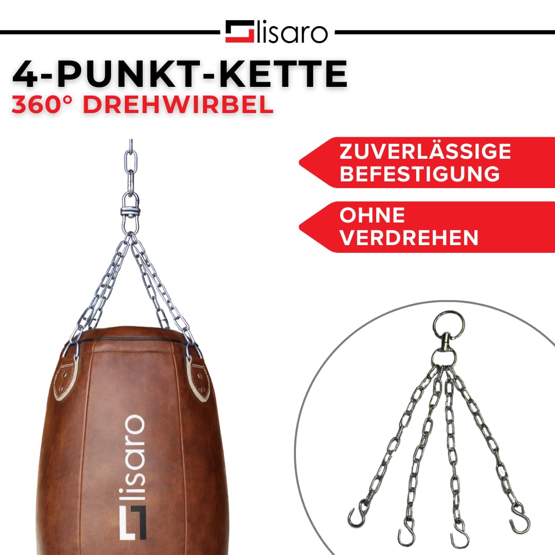 Lisaro Profi Uppercut Boxsack 140 cm – Punching Bag hängend 35 kg – Retro Uppercut Punching Bag für Boxen, Muay Thai, Kickboxen, MMA & BJJ – Premium Boxsack mit Kette für Gym & Home Gym