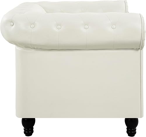 Miniatura 4 de Naomi Home Emery Chesterfield - Sofá individual para sala de estar, silla de mediados de siglo con brazos enrollados, cojín copetudo, patas de