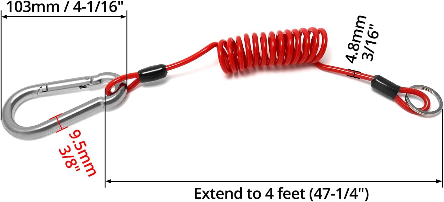 QWORK Breakaway Trailer Cable, 2 Pack 4 Ft Trailer Brake Safety Cable Spring Towing Coiled Wire with Clip, Stainless Steel Spring Towing Coiled Wire for RV Trailer Emergency - Image 6