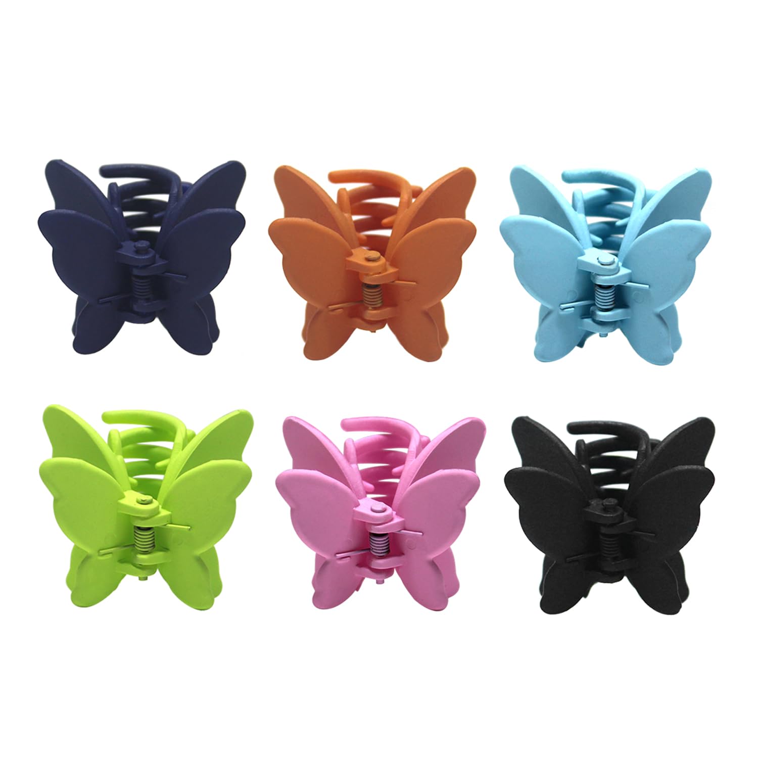 Multi Colour Matte Butterfly Shaped Hair Claw Clips For Women Girls, Hair Clips, Medium Claw Hair Clip, Matte Banana Jaw Clips For All Types Of Hair (Pack of 6)