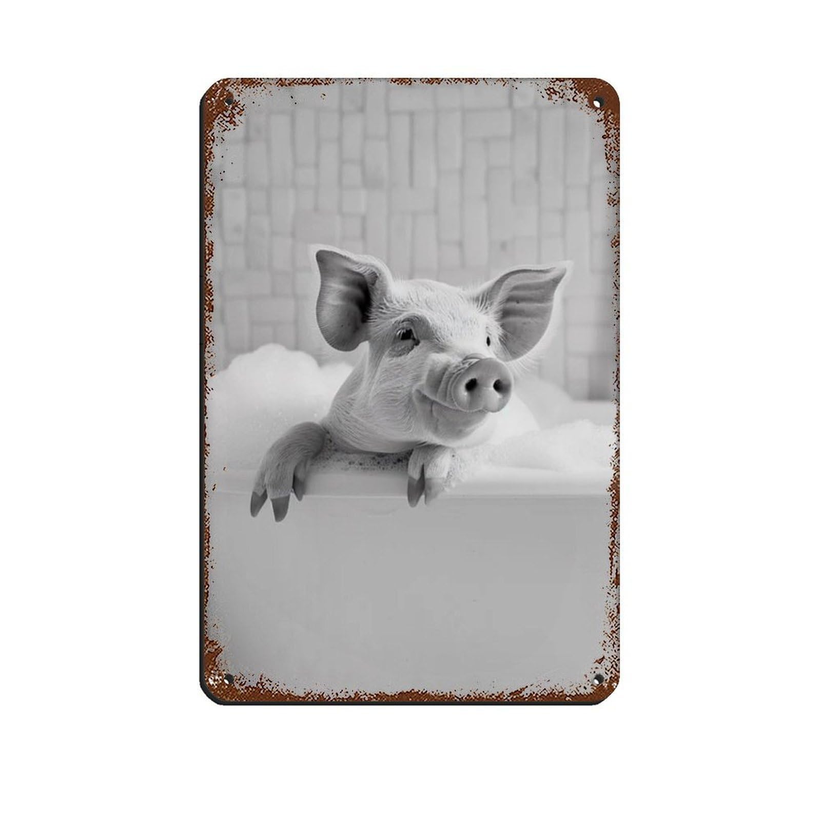 Pig in The Bathtub, Funny Animal Poster (3) Tin Sign Vintage Metal Pub Club Cafe Bar Home Wall Art Decoration Poster Retro 8x12inch(20x30cm)