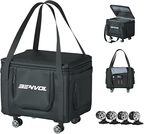 BENVOL Portable Power Station Carrying Bag,Easy Carrying-360° Wheels,18×13×14' Fit Power