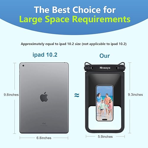 Miniatura 2 de Niveaya Hasta 10.5 pulgadas Bolsa impermeable para teléfono - Paquete de 2, funda impermeable con cordón para teléfono con iPhone 1615141312 Pro Max