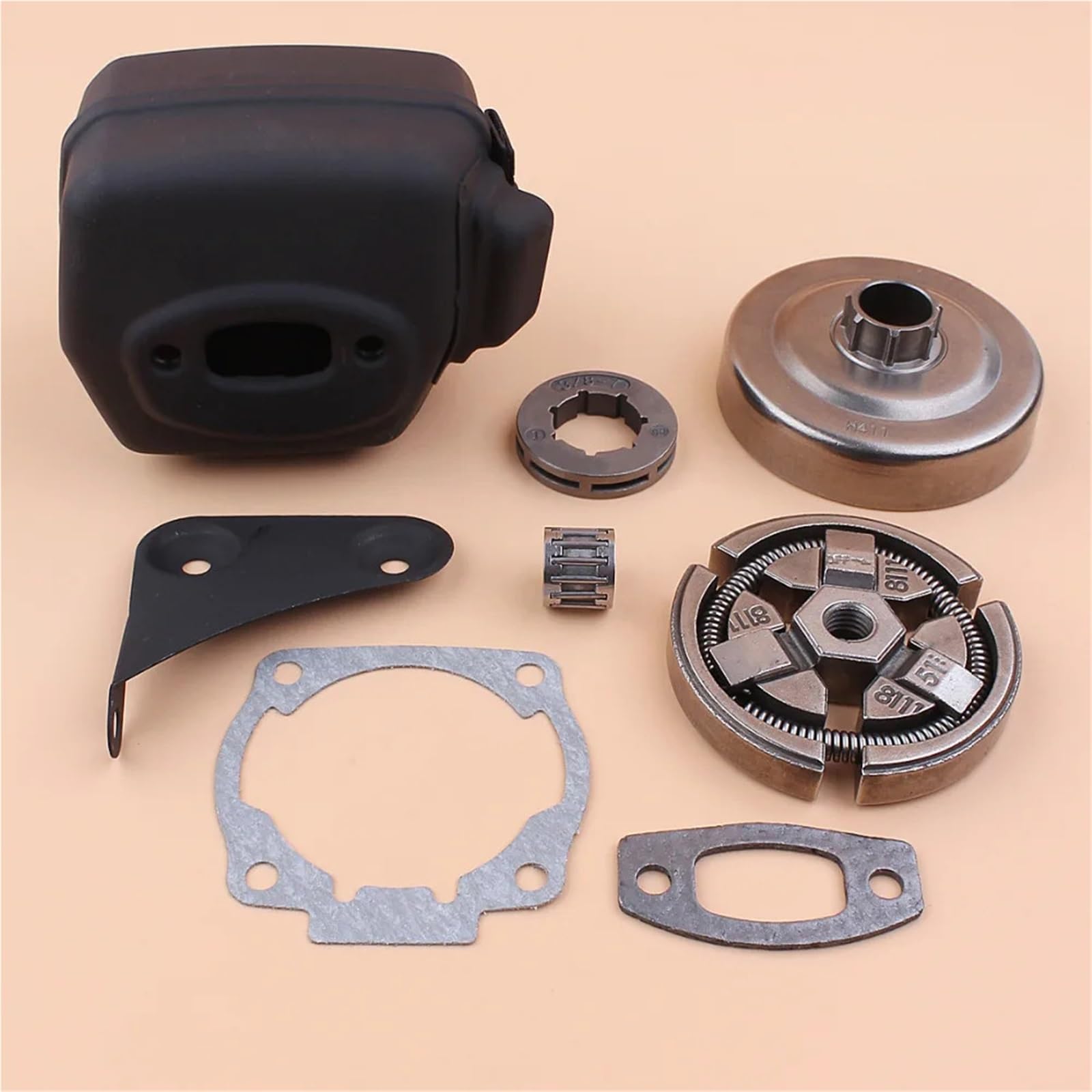 PEGGYLIN Kit de Juntas de silenciador de Escape de 3/8", Embrague, Tambor, piñón y llanta for motosierras de Gasolina Husqvarna 51, 55 y 55 Rancher.