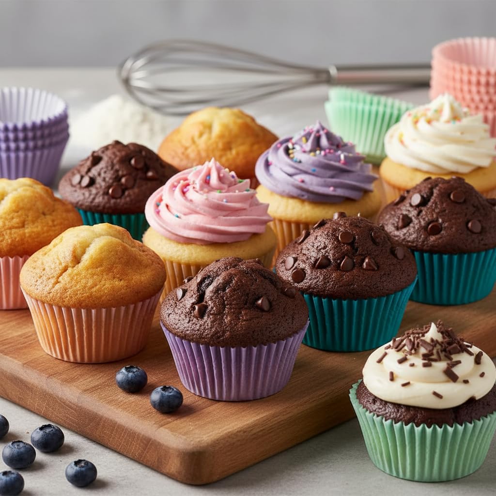 Pack 200 Moldes de Papel para Magdalenas y Cupcakes de Calidad Alimentaria 7,5 cm Moldes de Repostería Extra Resistentes al Horno y Antigrasa Ideales para Muffins y Mesas Dulces (Verde Pastel) — view 5