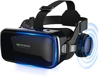 Casque VR HD Lunettes 3D avec &Eacute;couteurs Hi-FI Int&eacute;gr&eacute;s, R&eacute;alit&eacute; Virtuelle pour T&eacute;l&eacute;phone, pour Films et Jeux, avec Smartphones Android et iPhone (4,7 &agrave; 6,7 Pouces), Cadeau Parfait pour No&euml;l