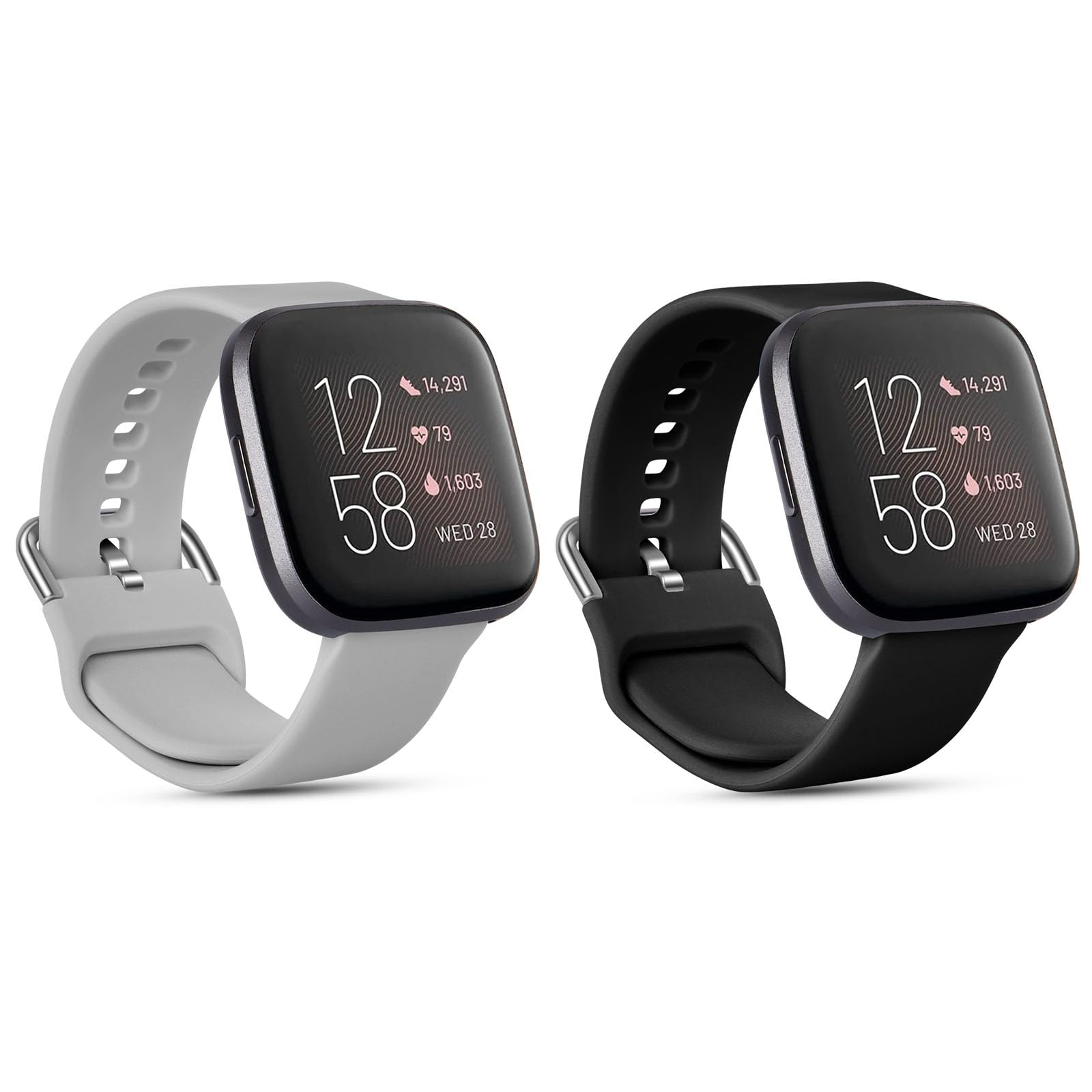 AXFEE Cinturino per Fitbit Versa, Cinturino per Fitbit Versa 2, per Fitbit Versa 3/Versa 4/Fitbit Sense/Sense 2, Regolabile Cinturino Sportivo, Silicone Cinturino Ricambio(Piccolo/Grande)