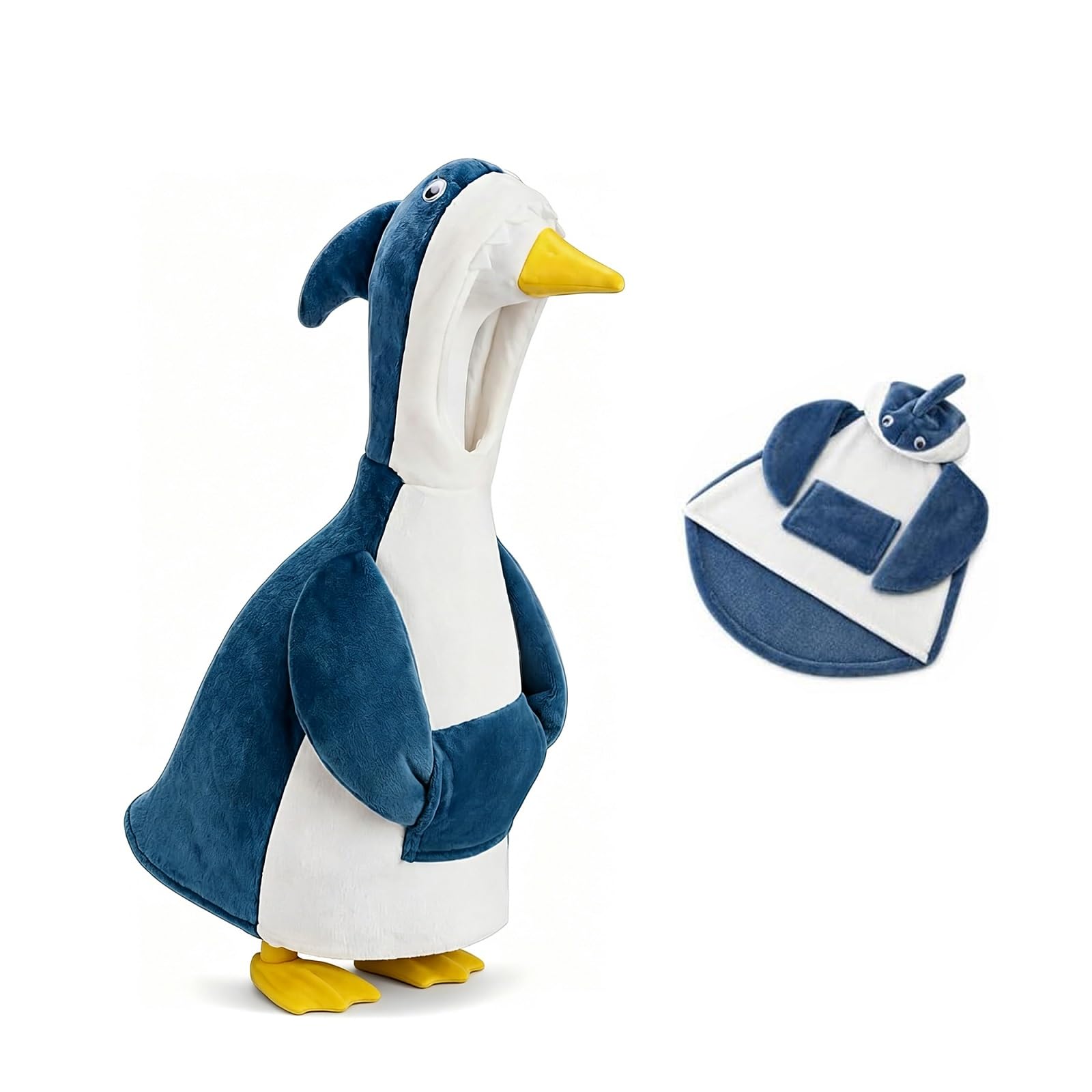 Gliswaieuznd Shark Porch Goose Outfit for 23'' Statue Winter Costume with 3D Fin Design (Blue, M)