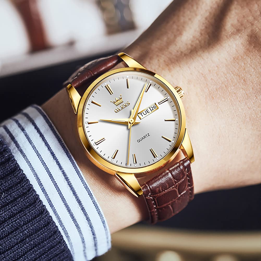 Orologio Uomo con Cinturino in Pelle, Movimento Quarzo Analogico | Cassa ultra-sottile da 9mm con calendario, impermeabile 3 ATM, stile vintage ed elegante, disponibile in blu, bianco e nero