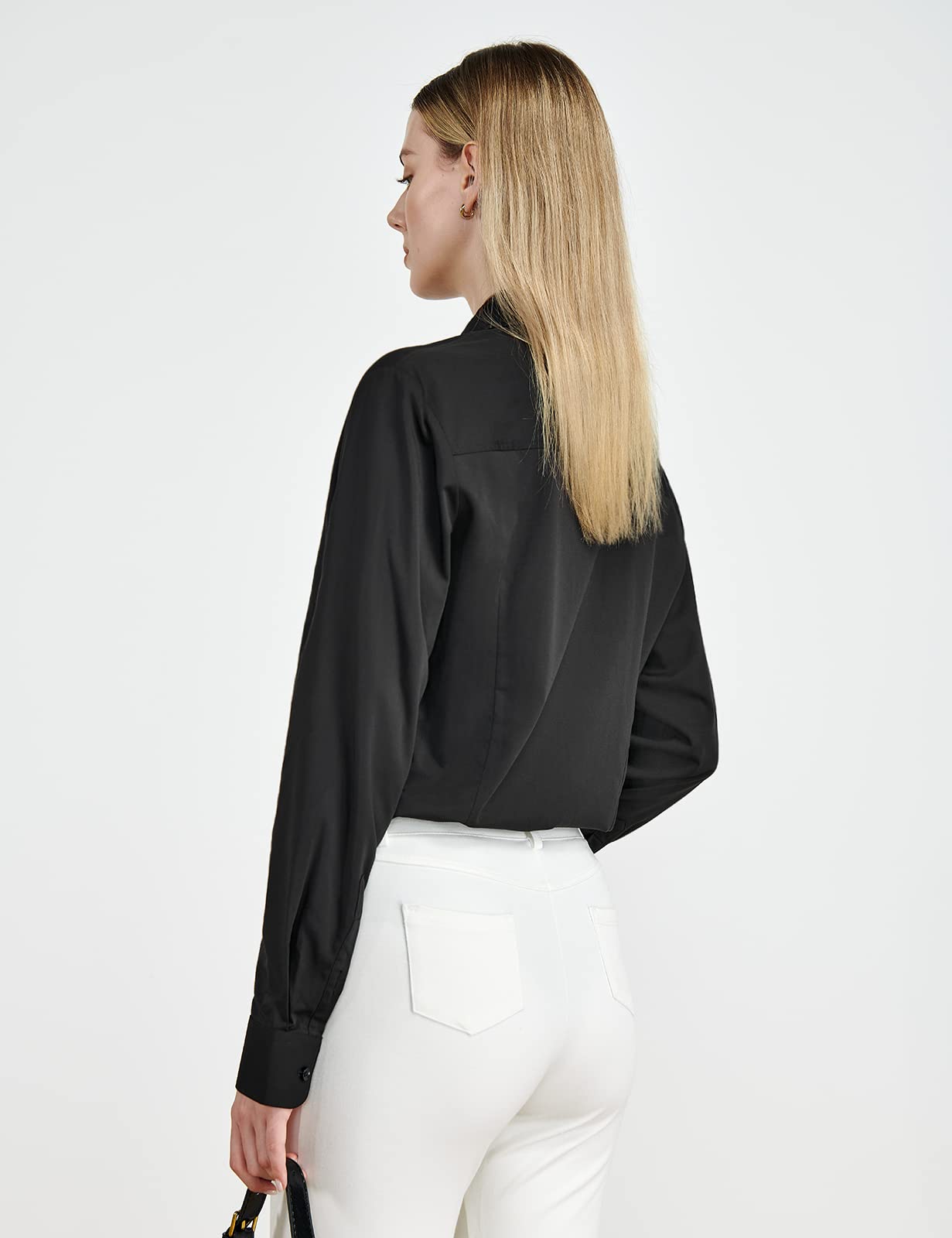 Tapata Camicetta da Donna con Bottoni, Pezzo Unico, Maniche Lunghe, Camicia da Lavoro Solida per L'Ufficio, Top Casual