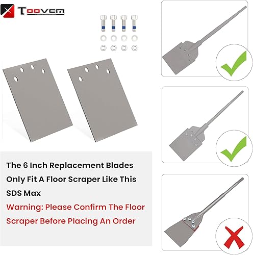 Miniatura 6 de TOOVEM - 2 cuchillas de repuesto para raspador de suelo SDS-Max, raspador de suelo de 6 pulgadas de ancho para herramienta de limpieza de suelos SDS