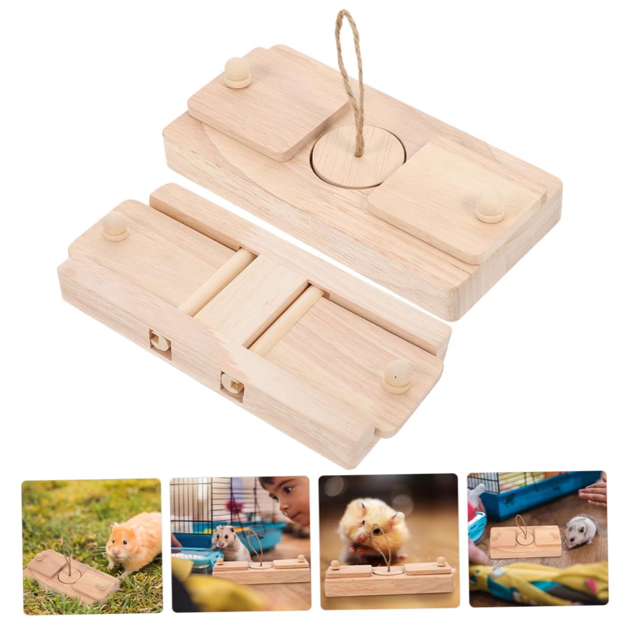 BESPORTBLE 2stücke Holzspielzeug für Hamster mit Futterversteck Hamsterleckerlis-Spielzeug Käfigdekoration Futtersuchspielzeug zum Spielen und Entdecken