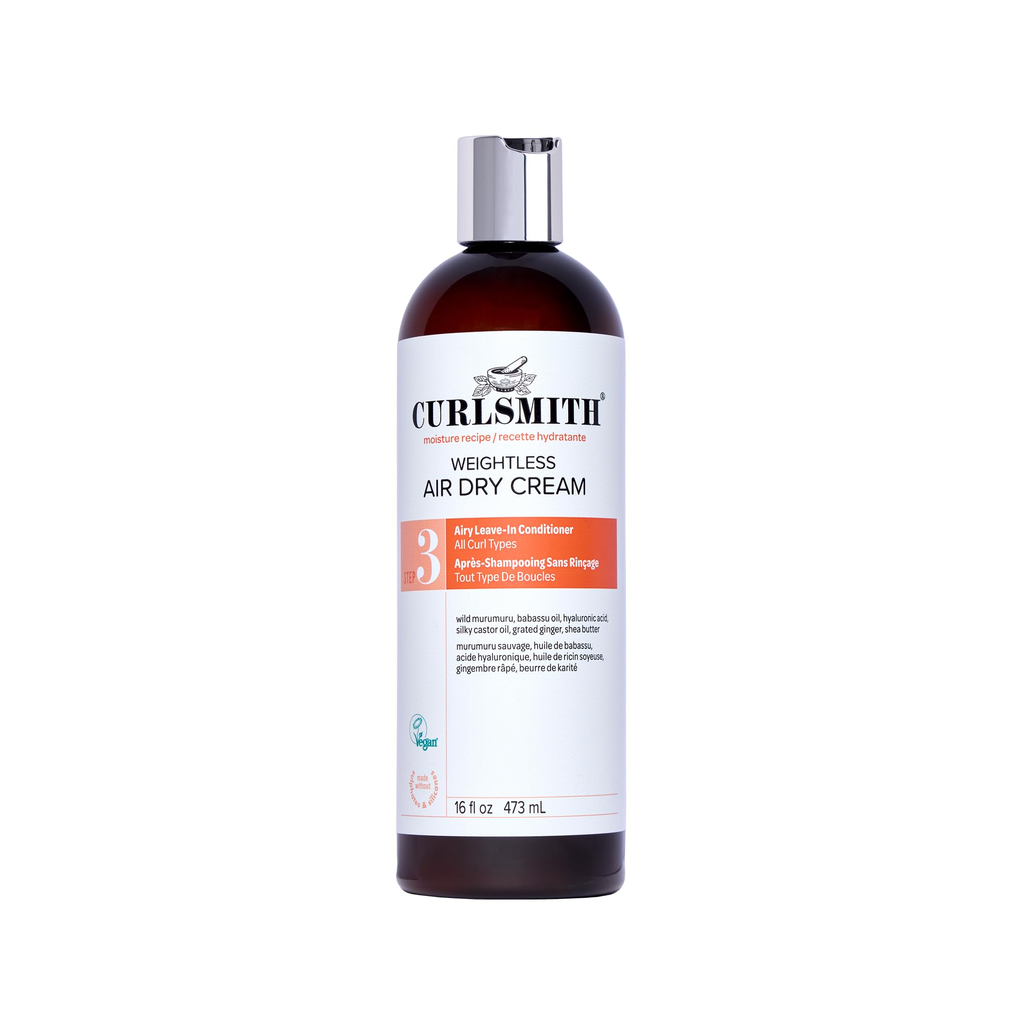 Curlsmith - Weightless Air Dry Cream - Vegan Leave-In Conditioner for Any Hair Type, Smooths Hair (16 fl oz) 474 ml (Pack of 1)