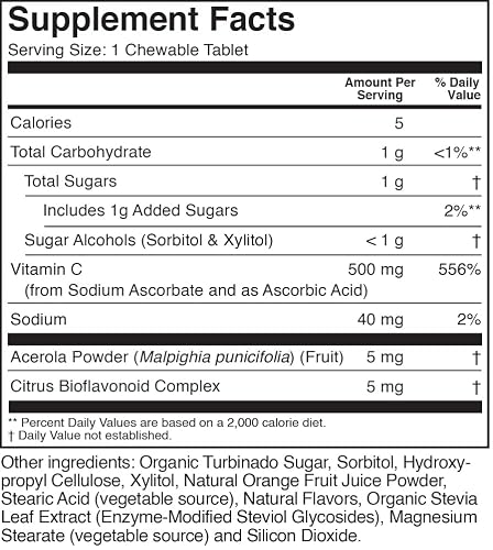 Bioactive Nutrients Vitamin C Chewable Tablets (Orange Flavor) - 500Mg Vitamins - Dietary Supplements For Immunity, Plus Antioxidant Support - Made In Usa - Gluten-Free, Yeast-Free, Vegan - #TOP7