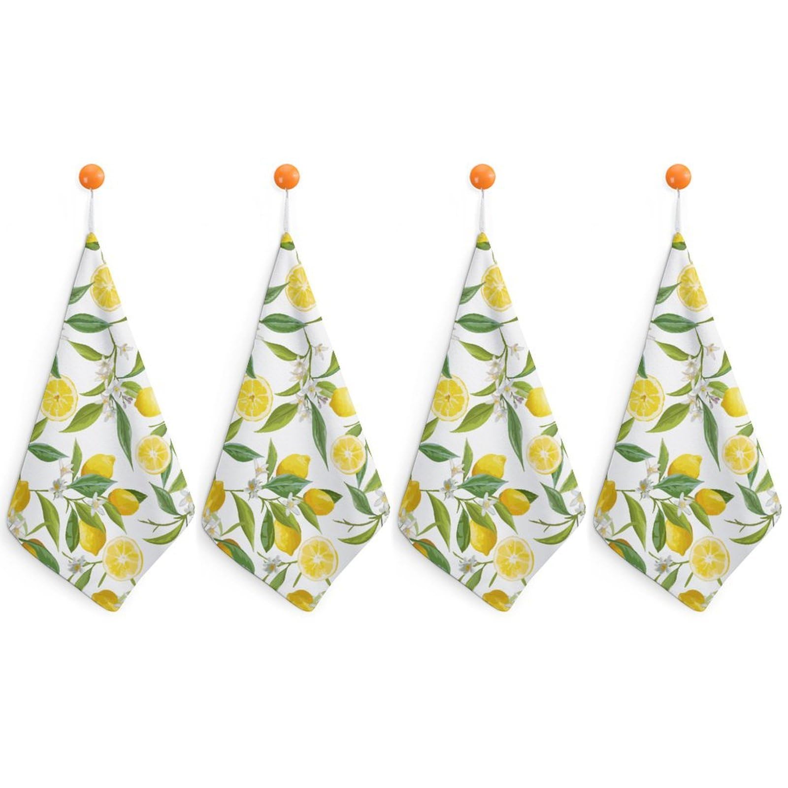 LEDFCVSU 4 Piece Hanging Hand Towels, Yellow Lemon Small Dry Hand Towel for Kitchen Bathroom