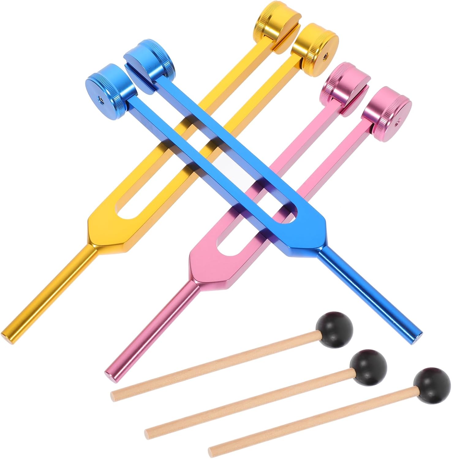 COLLBATH 128Hz Tuning Fork Set for Ear Cleaning 3pcs Metal Tuning Forks with Ear Picking Tools Sensory Testing Kit for Chakra Healing and Sound Therapy