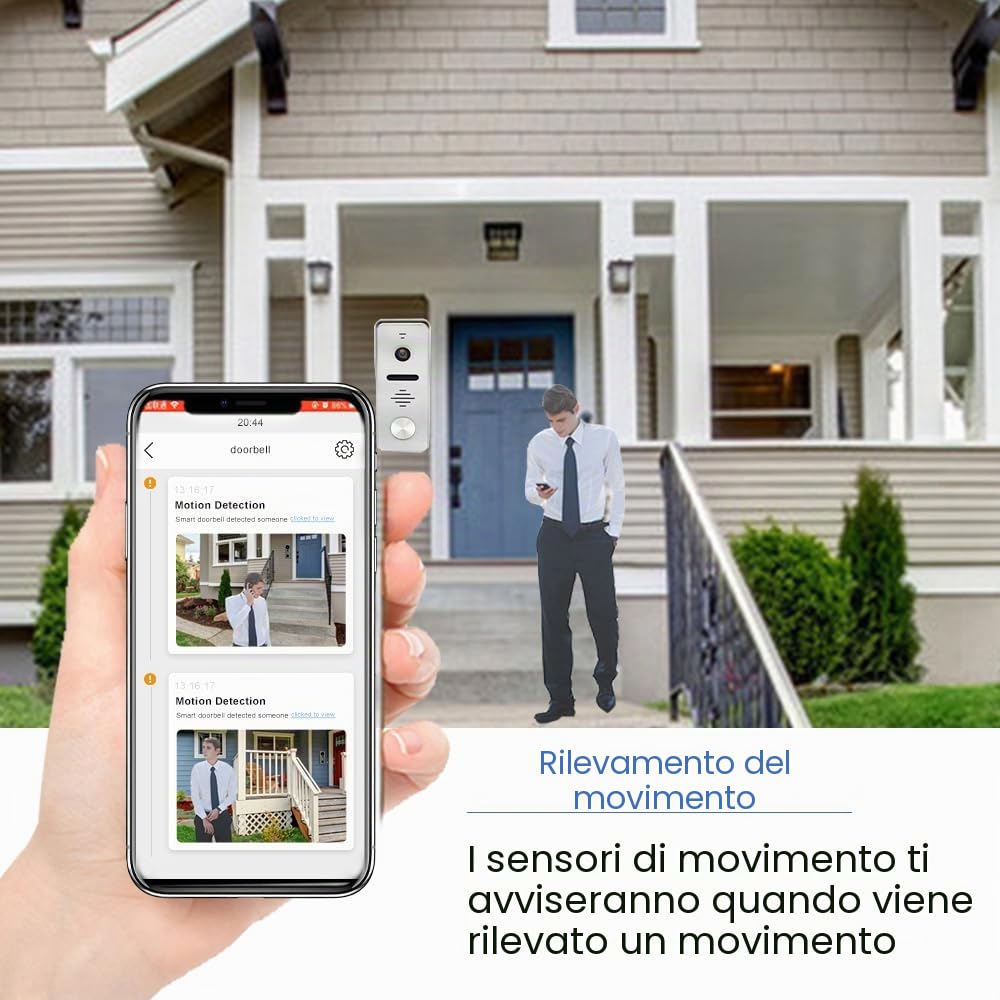 TUYA WiFi Smart Home - Videocitofono cablato, 10 pollici, sistema di monitor touch 1080P, videocitofono, videocitofono TUYA WiFi Smart Home (1 campanello + 3 monitor)