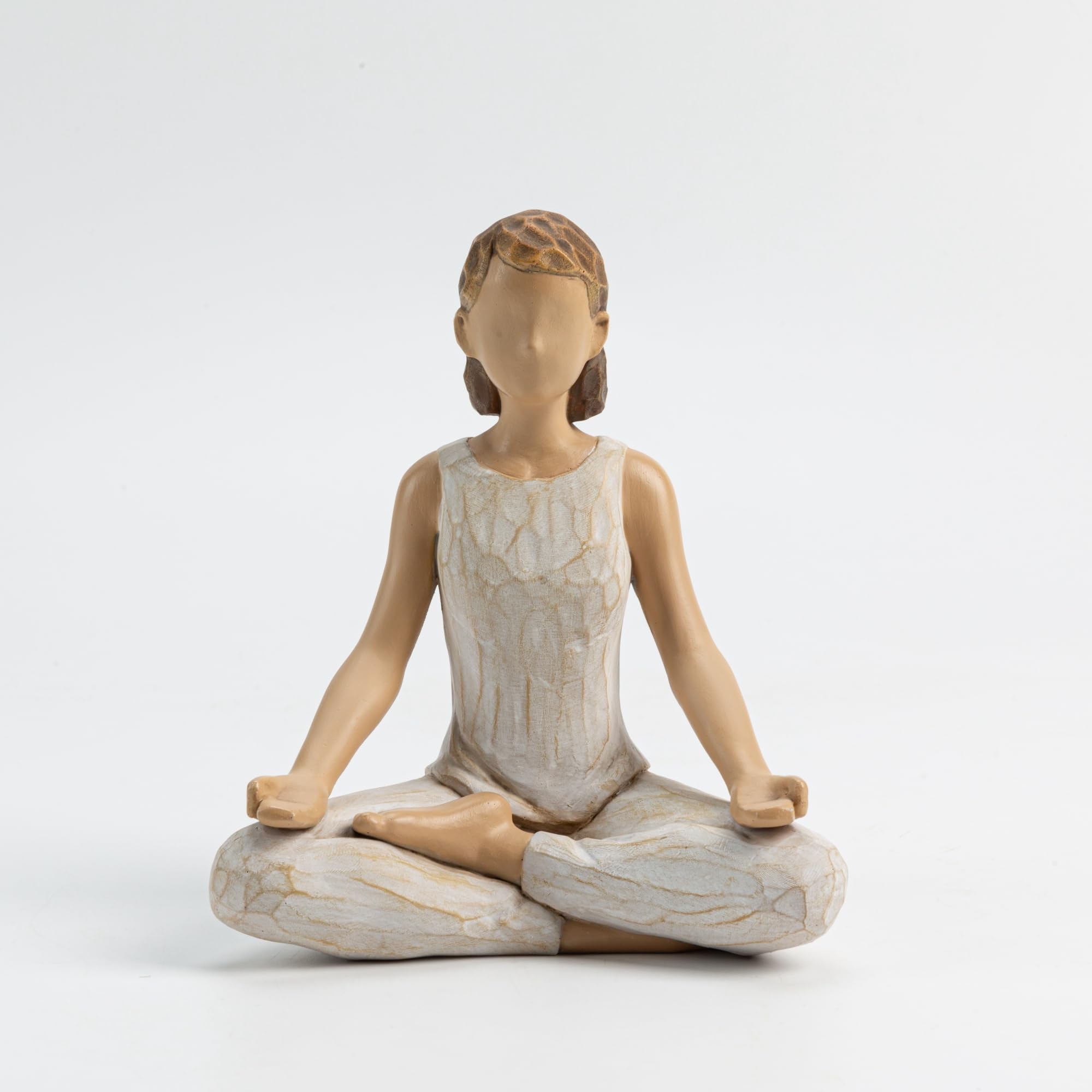 ShineOnAngel Yoga Meditation Statue, 5" Yoga Girl Statue, Living Room Bedroom Decoration, Girl Seated in a Peaceful Lotus Position, Woodcut Carving,