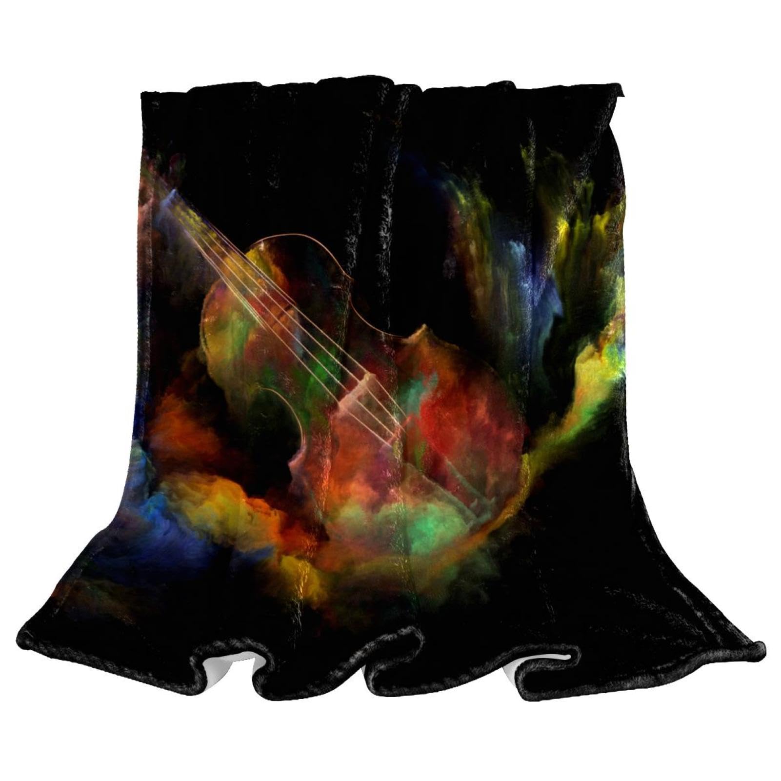 Couverture polaire guitare contre le froid nocturne sur lits et chaises