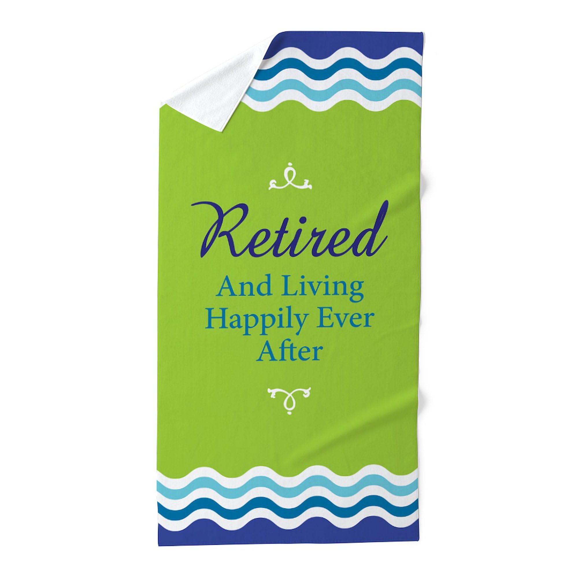 CafePress Happily Retired Beach Towel - 30x60 Inches, Super Soft & Absorbent For Pool, Beach, Or Gift