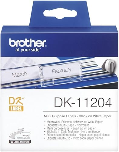Brother DK-11204 Einzeletiketten (17 x 54 mm, 400 Stück/Rolle, für Brother QL-Et