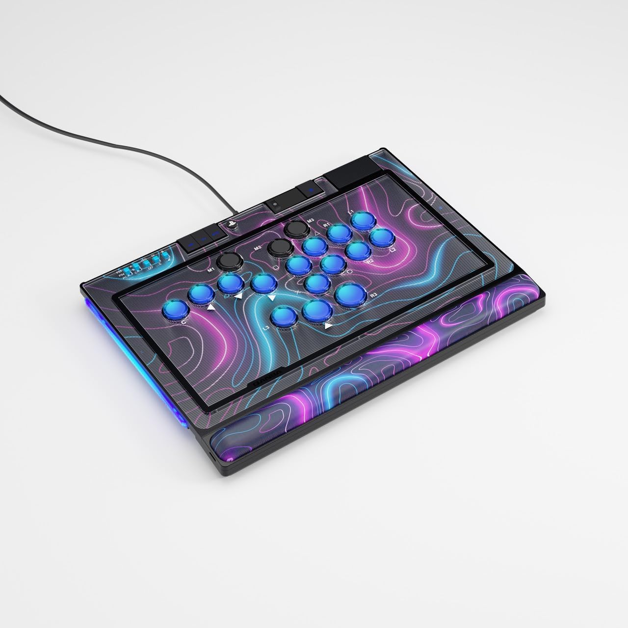 qanba Sapphire - Arcade Stick Sin Palanca para PS5, PS4, PC - Licencia Oficial PlayStation - Pro Fight Stick, 18 Botones Personalizables, Panel Táctil y Reposamuñecas Ergonómico