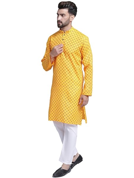 BLYX Printed Cotton Kurta Pajama for Men