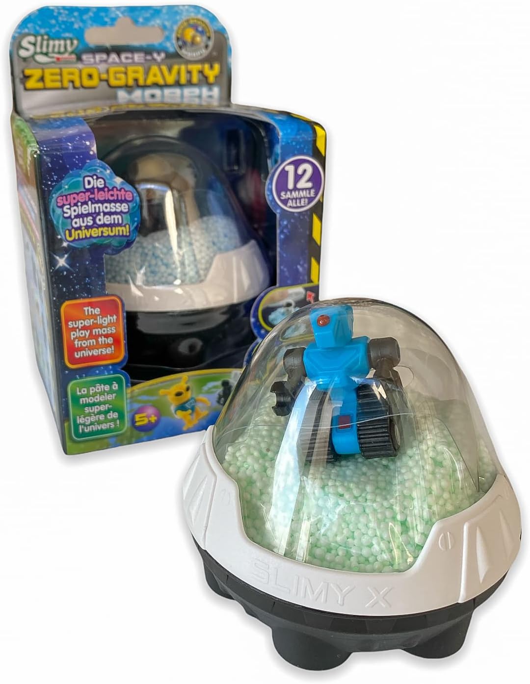 SlimySpace-Y Zero-Gravity Morph Collectible - Super Light Slimy Slime Ever Foam Play Mass, Safe Fun for Children Including Fun Collectible Figure, Elastic Cloud Dough (Toy from 5 Years)