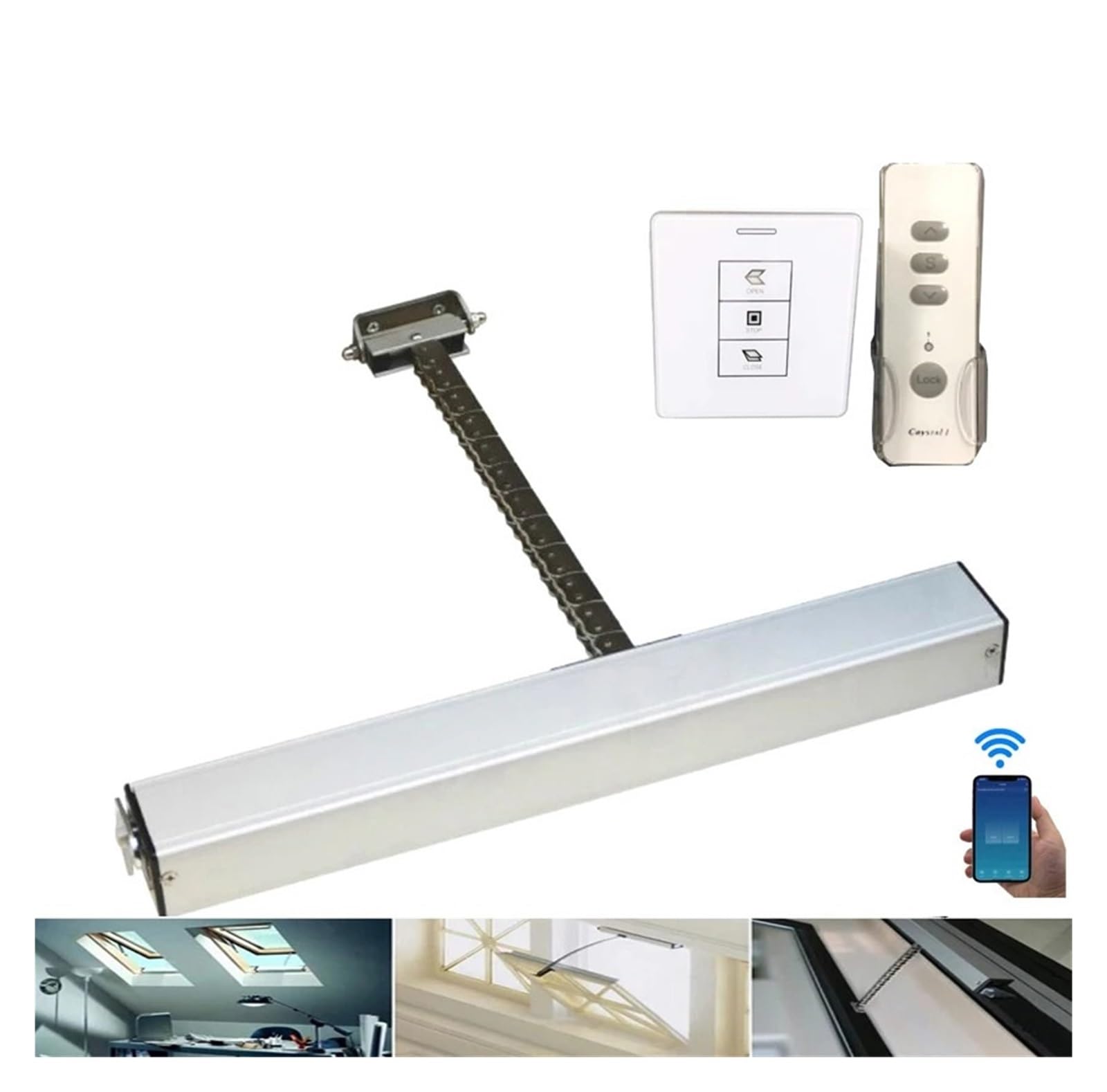 Motore Cancello Scorrevole, Apri attuatore automatico for finestra Tuya 24V con chiave remota 400N Domotica for serra elettrica a catena singola(Kit9)