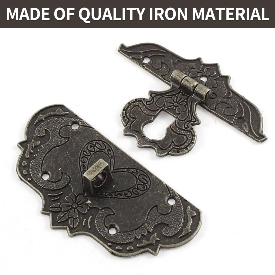 Chiusure Antiche In Ferro Bronzo - Per Mobili, Casse, Tende, Stile Vintage - Foto 11